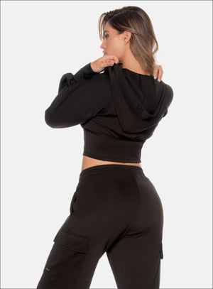 Chaqueta deportiva poliéster, color negro