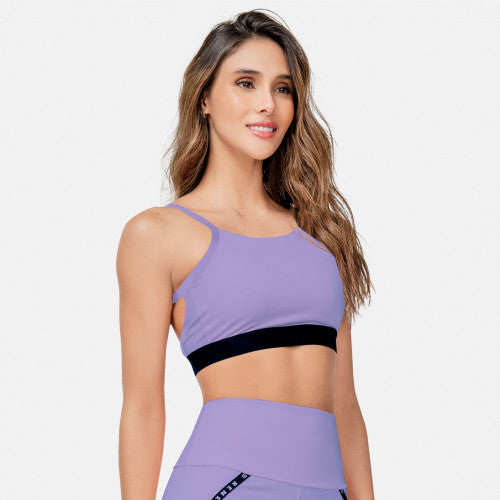 TOP DEPORTIVO MUJER CON ELÁSTICO EXPUESTO ESTAMPADO TALLA S - M REF:104923