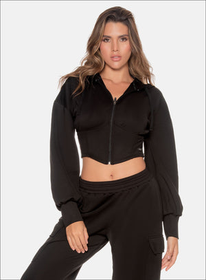 Chaqueta deportiva poliéster, color negro
