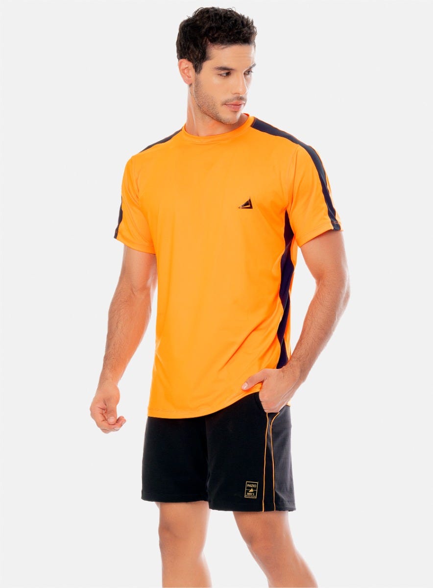 CAMISETA DEPORTIVA HOMBRE CON CORTES EN HOMBRO Y COSTADO  ¡PRECIO ESPECIAL!